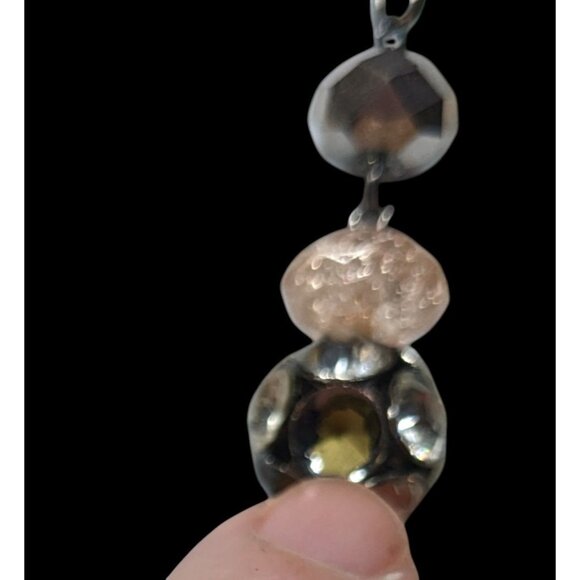 Vera Wang Gunmetal And Pink Glass Layered Station Necklace - Picture 2 of 6